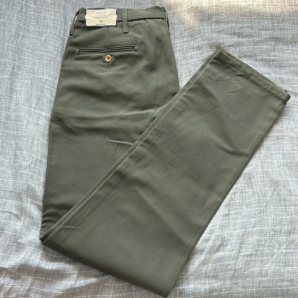 NWT epaulet green-grey canvas pants